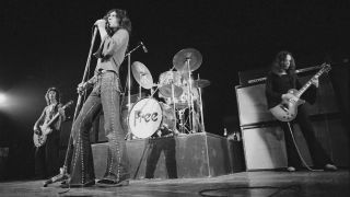 English rock group Free performing at the Royal Albert Hall, London, 11th February 1972. Left to right: Andy Fraser, Paul Rodgers and Paul Kossoff (1950 - 1976).