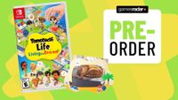 Image of the US box art for Tomodachi Life on the Nintendo Switch on a light-green GamesRadar+ background.