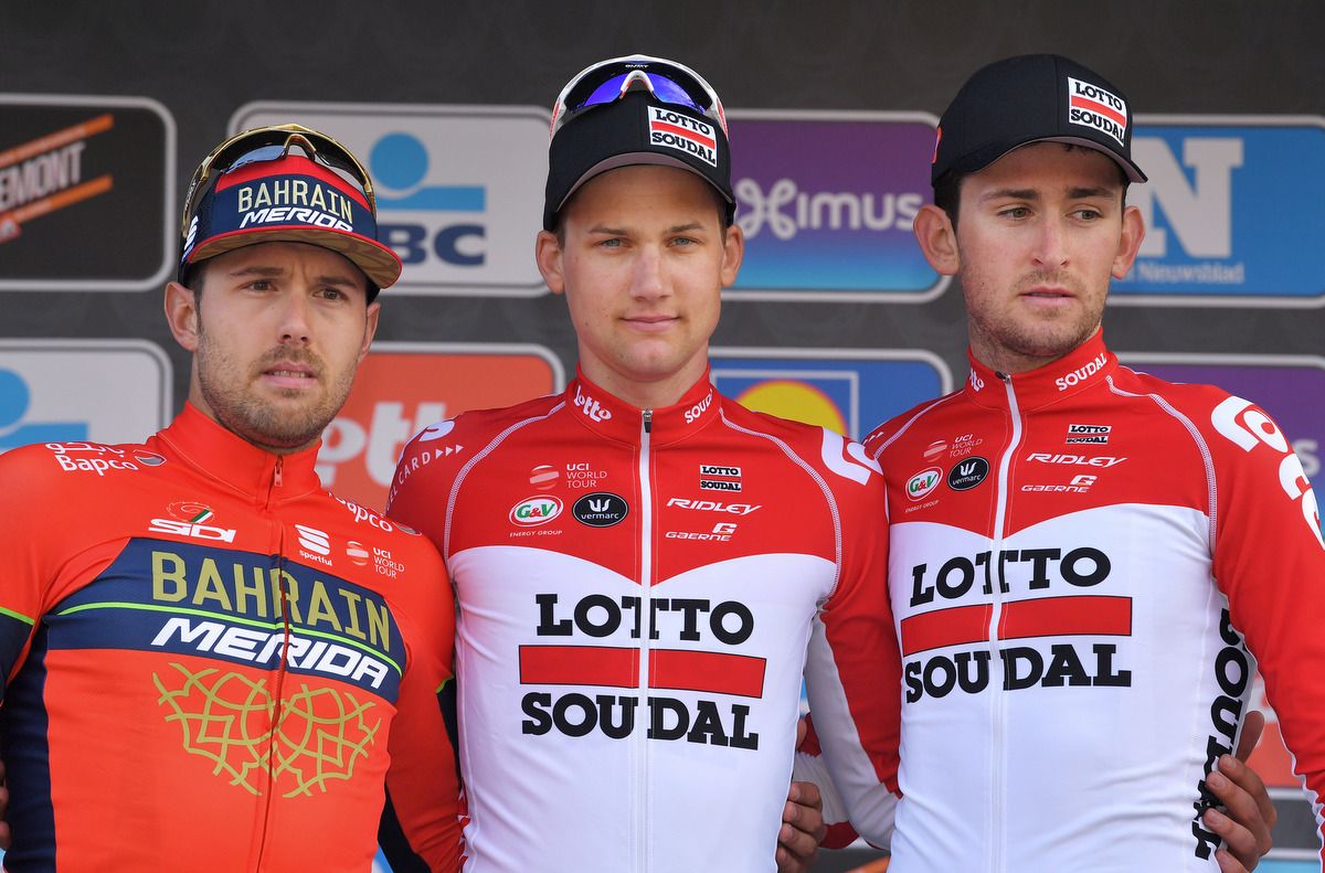 Tim Wellens on top step of the Brabantse Pijl podium