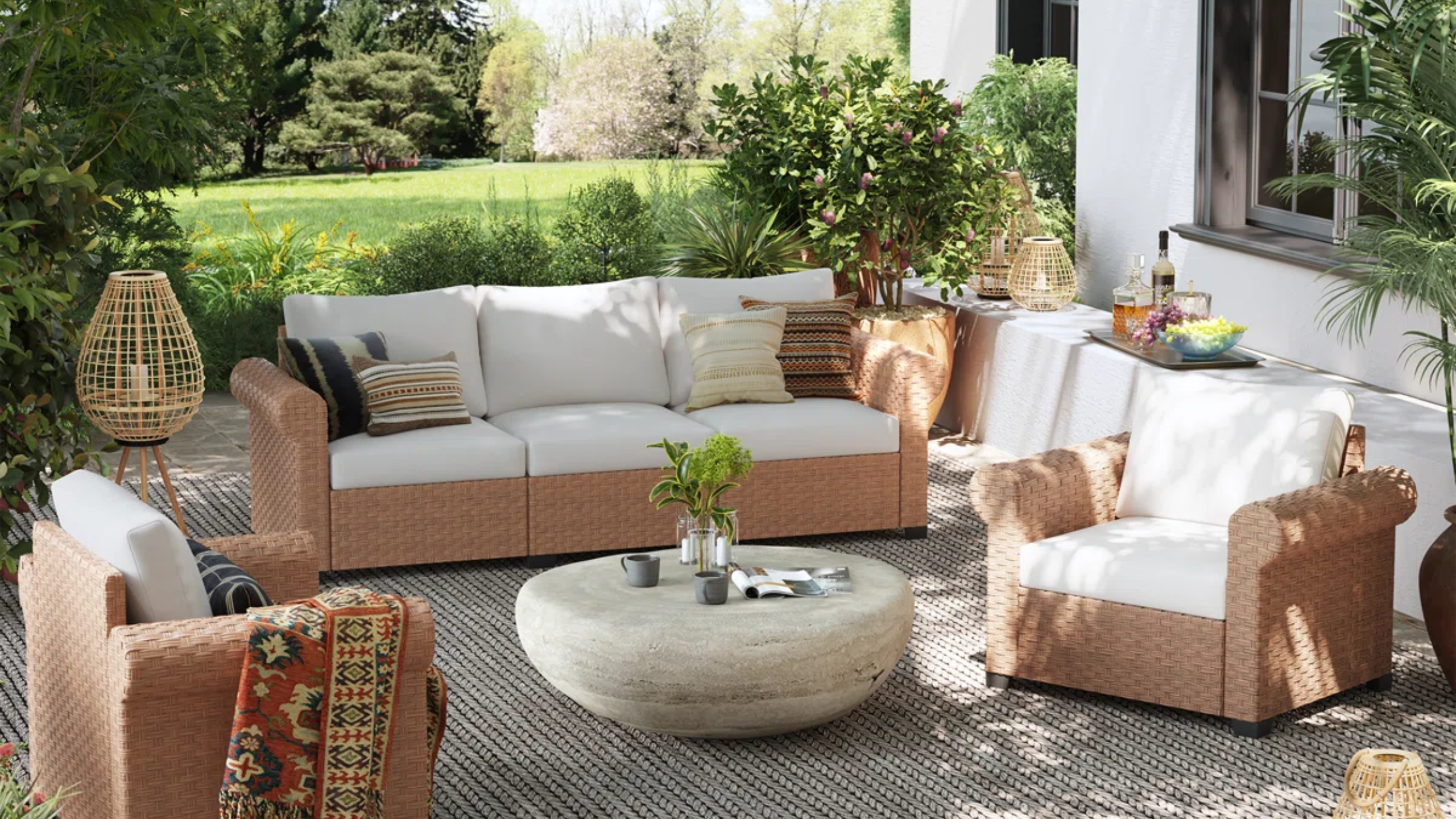 an outdoor seating area