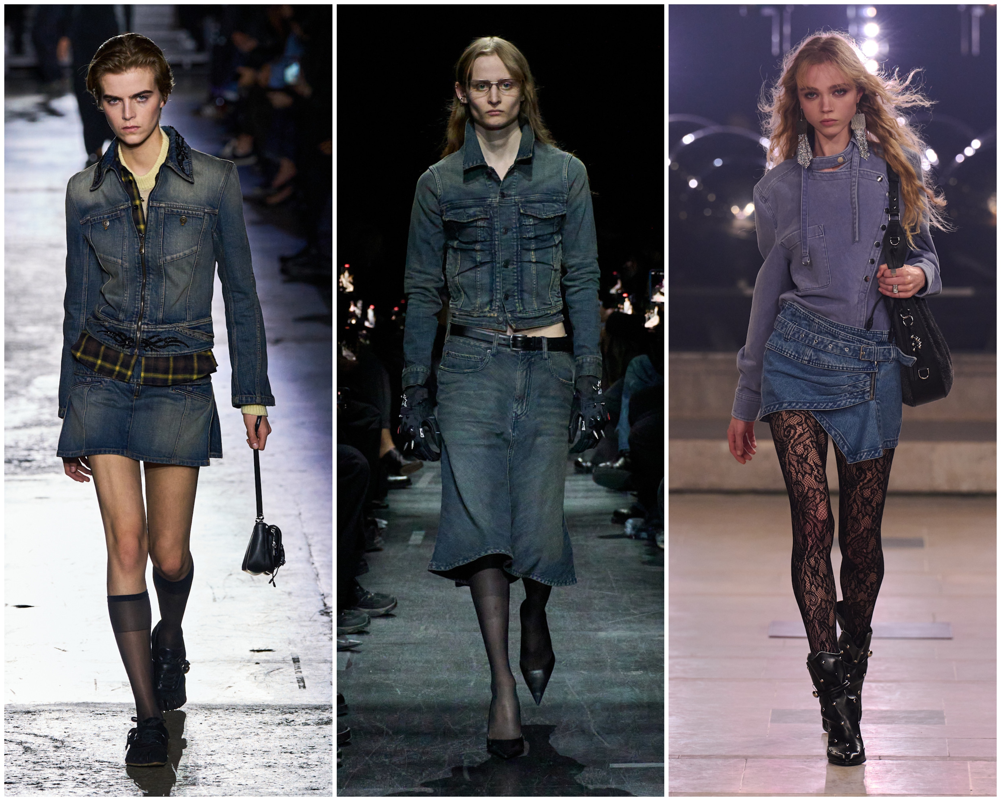 denim skirts on the fall 2025 runways of coperni, balenciaga, and isabel marant