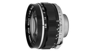 The Canon 50mm f/0.95 "Dream Lens" against a white background