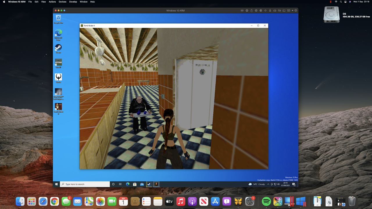 Tomb Raider II on an M1 Mac mini through Steam