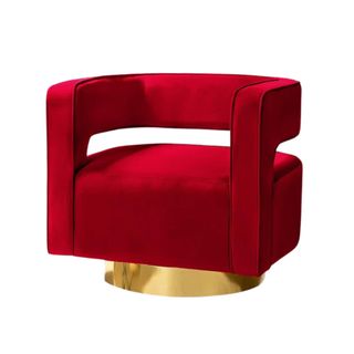 red velvet and brass swivel chair