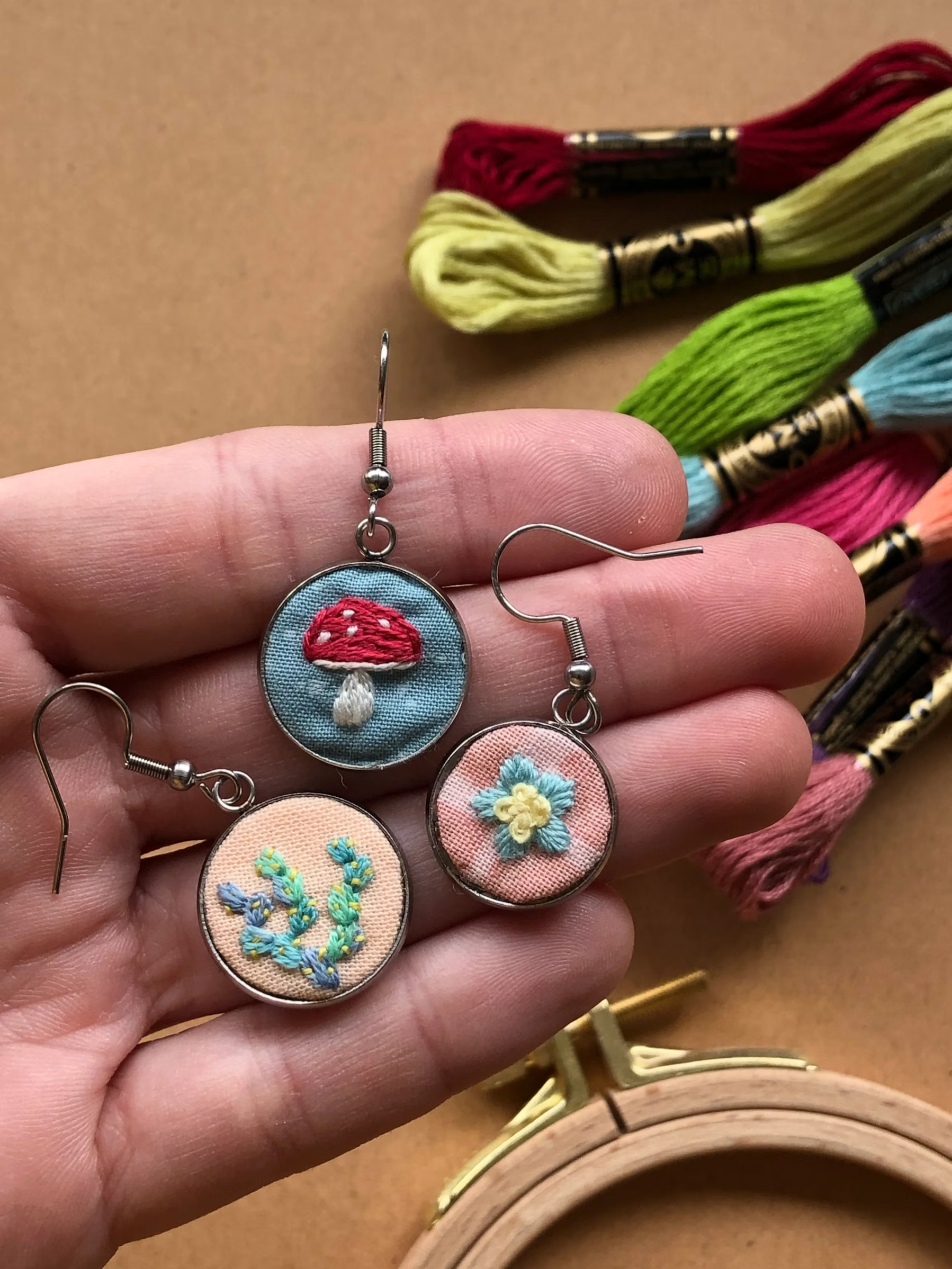 Embroidered earrings