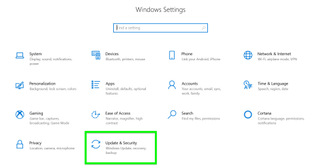 Windows 10 new start menu how to - Click Update & Security