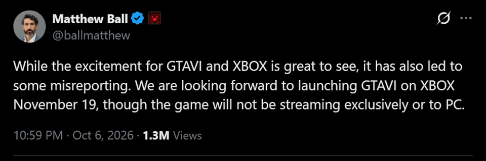 For a moment it looked like Grand Theft Auto 6 might be playable on PC on launch day—then Xbox's chief strategy officer crashed the party