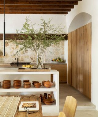 Mallorca kitchen with modern rustic white kitchen island