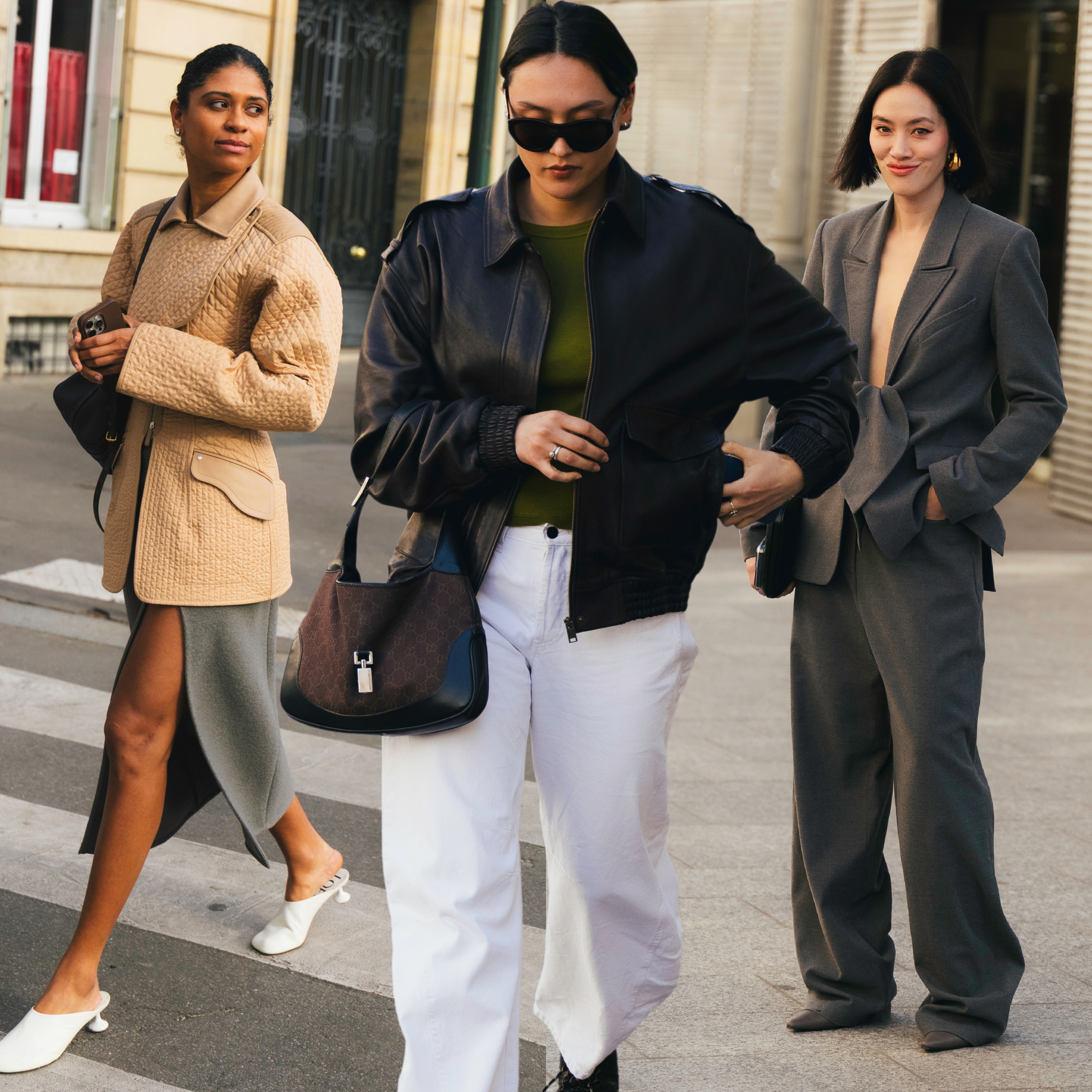 collage of paris fashion week street style outfits 