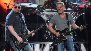 Wolfgang Van Halen and Eddie Van Halen in 2015