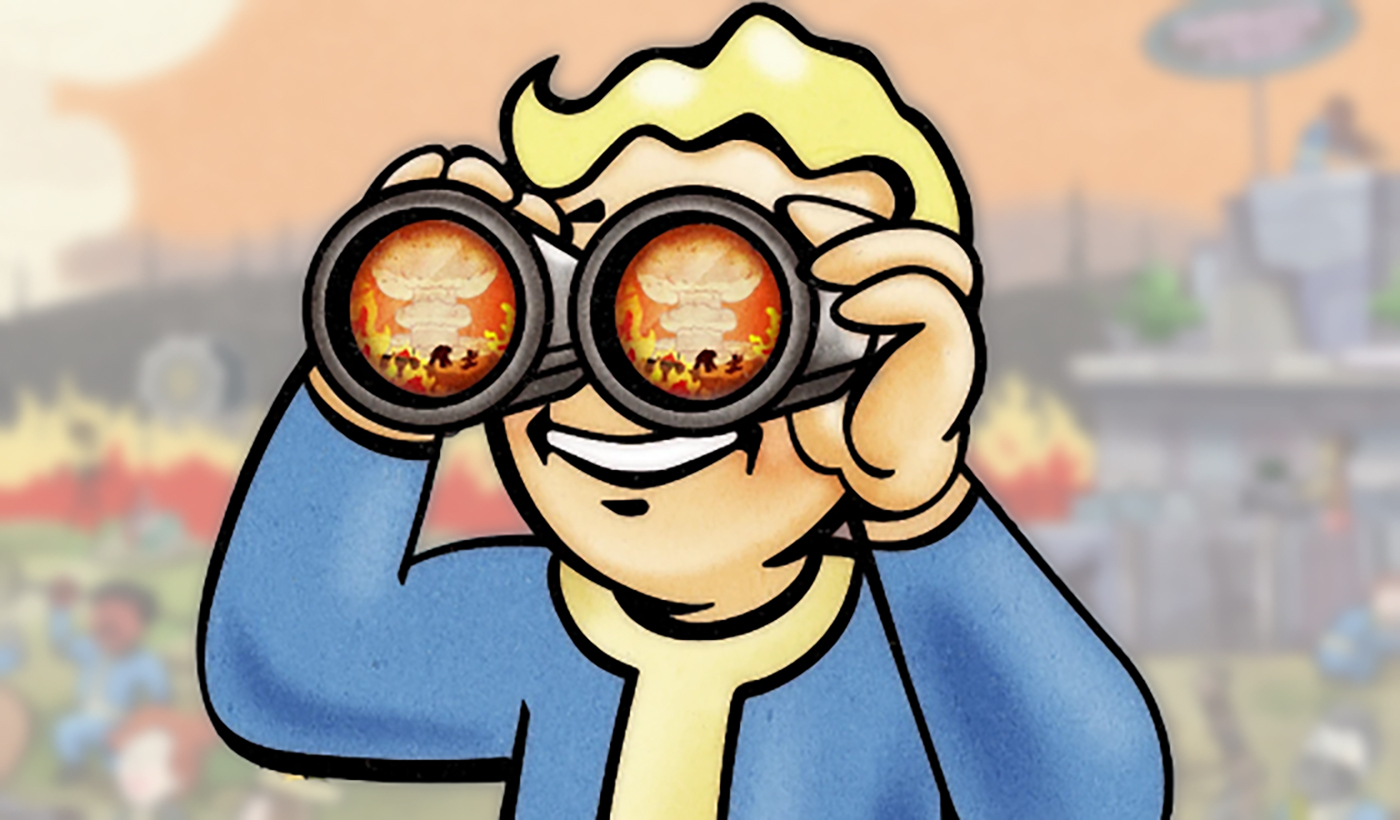 Vault Boy looking through binoculars
