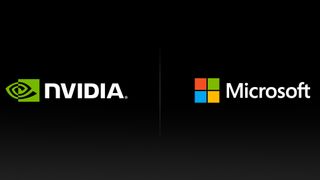 The Nvidia and Microsoft logos on a black background