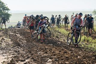 Unbound Gravel participants encountered massive amounts of mud in the first 10 miles of the course in 2023