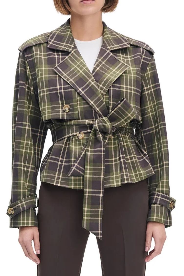 Favorite Daughter, The Cropped Charles Plaid Trench Coat