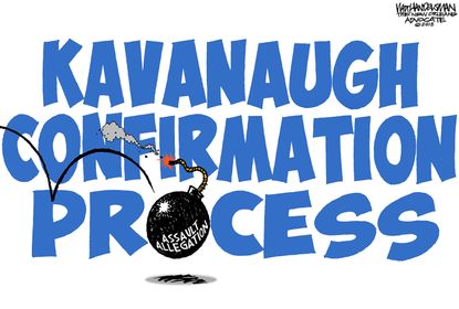 Political cartoon U.S. Brett Kavanaugh confirmation process sexual assault allegation