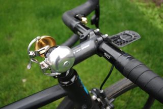 One of the best headset-integrated bike bells mounted on a bike
