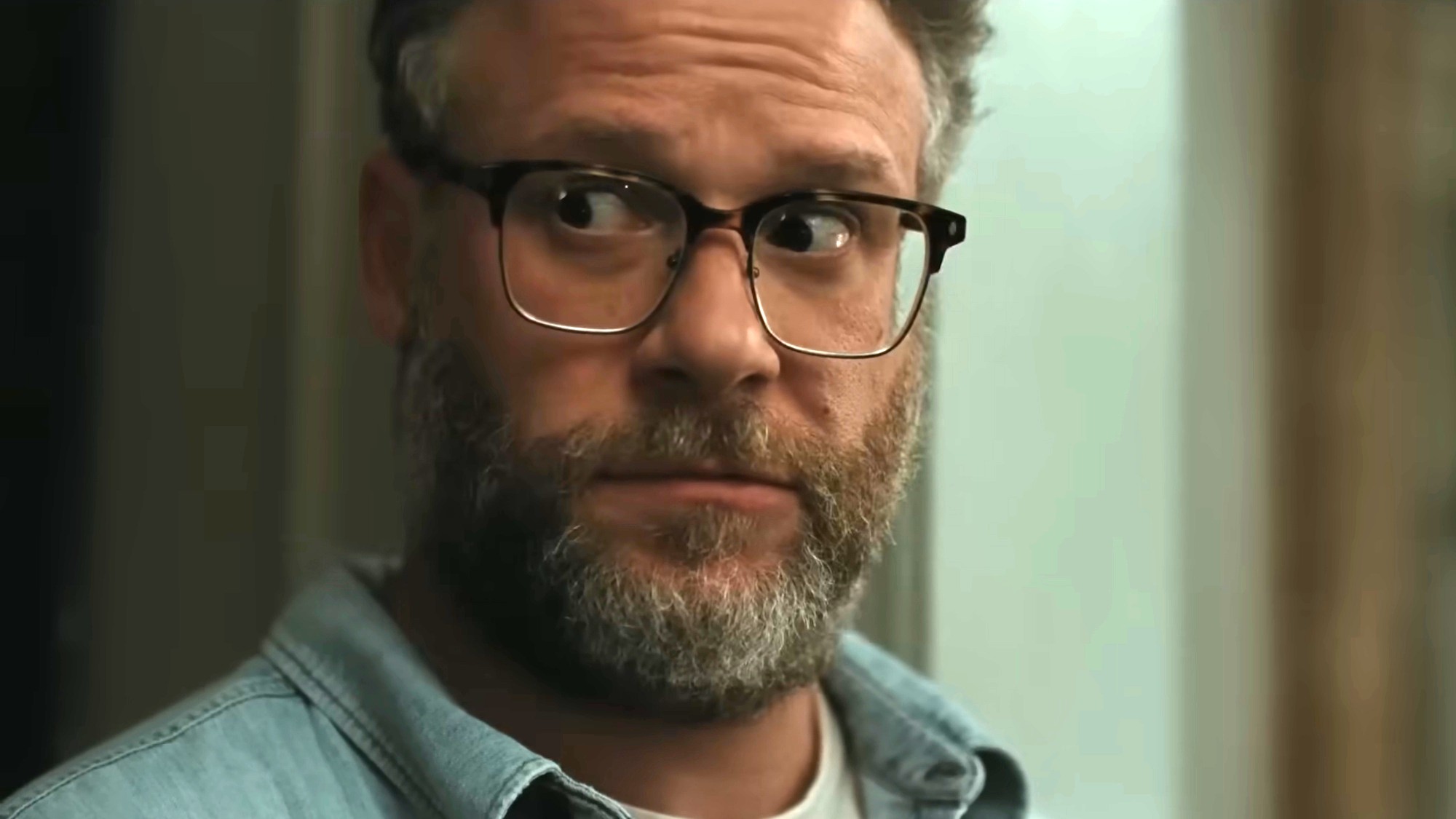 Seth Rogen is shown in the trailer for The Invite.