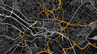 Graphic rendering of a satellite view of the city of Leeds 