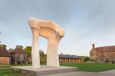 The Arch (1963–69) is an example of the sculptor’s early fascination with the Neolithic forms and structures of Stonehenge. Picture courtesy of the Henry Moore Foundation.