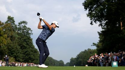 Matteo Manassero takes a shot during the BMW PGA Championship