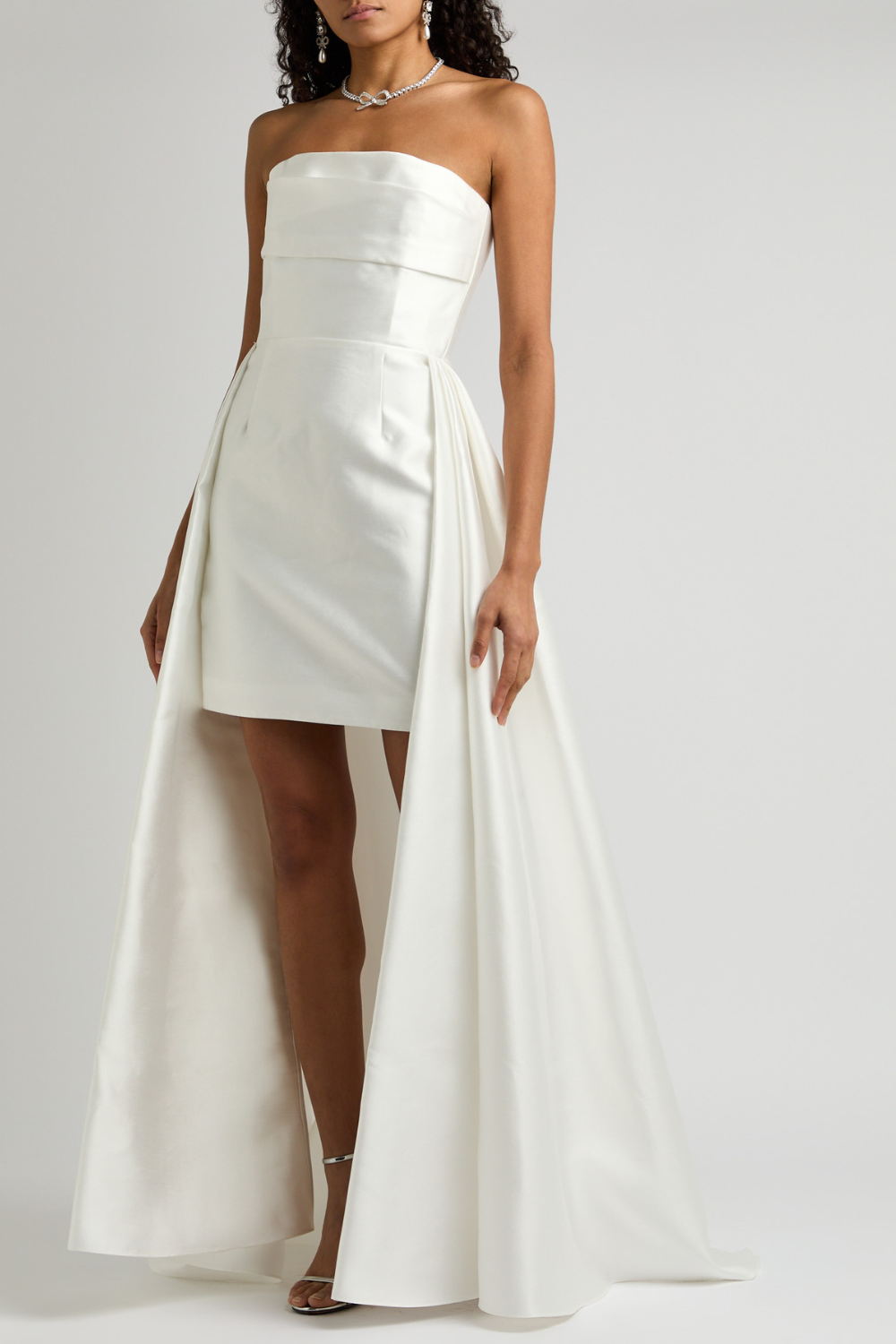 Twill Mini Wedding Dress With Organza Skirt