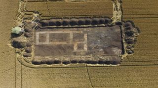 An aerial view of the excavation site at Crowland.