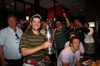 Louis Oosthuizen celebrates 2010 Open Championship win at The Jigger Inn