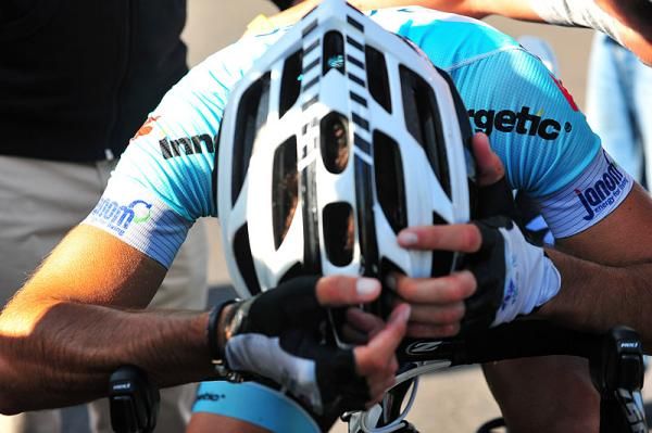 An exhausted Dario Cataldo (Omega Pharma-QuickStep) gathers himself after winning stage 16 of the Vuelta a Espana on the Cuitu Negru ascent.