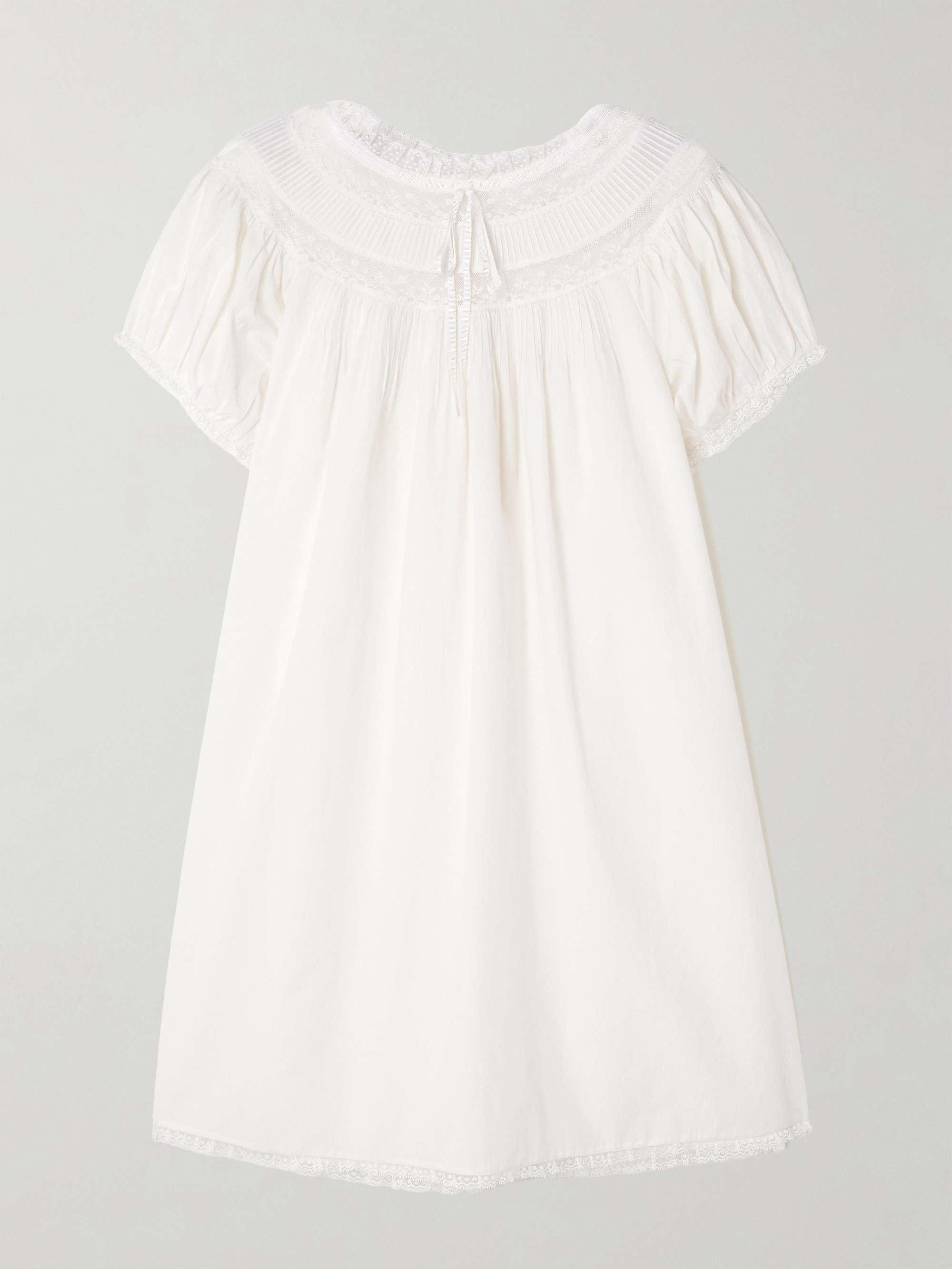 Daphne Lace-Trimmed Pintucked Organic Cotton-Voile Mini Dress