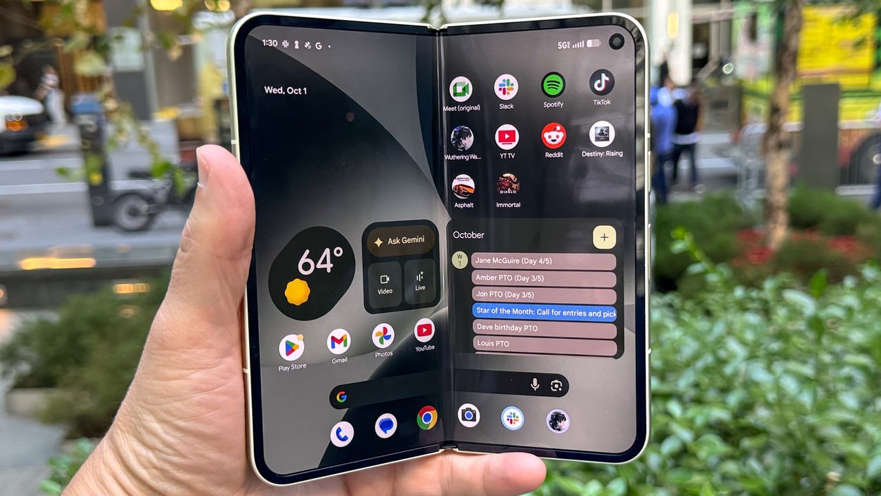 Pixel 10 Pro Fold shown in hand