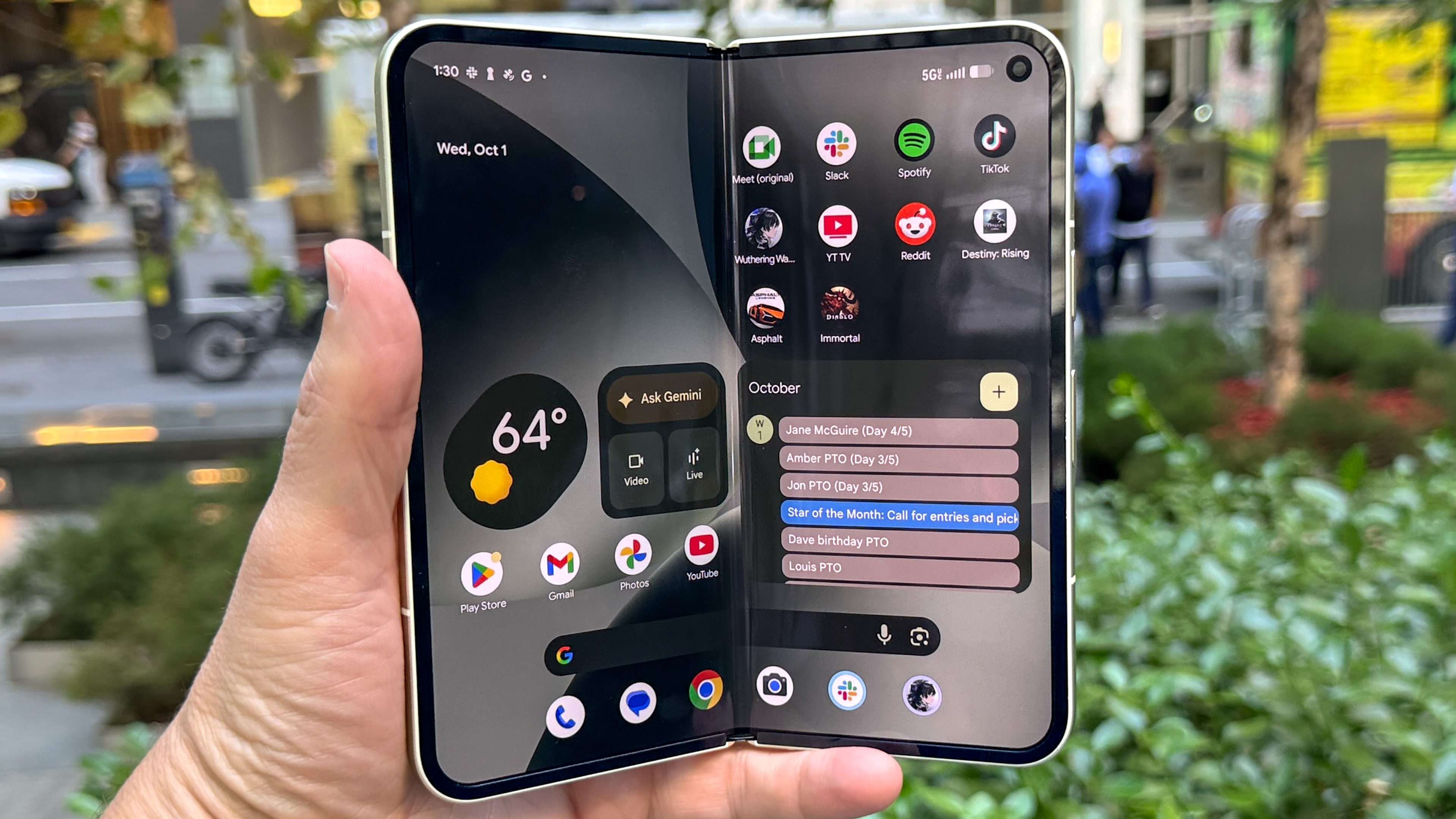 Pixel 10 Pro Fold shown in hand