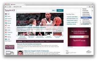 Screenshot of Yahoo with Spectrum plugin for Chrome in action