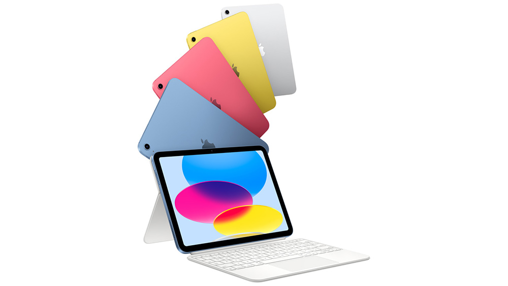Product shot of the iPad 2022 in four colours
