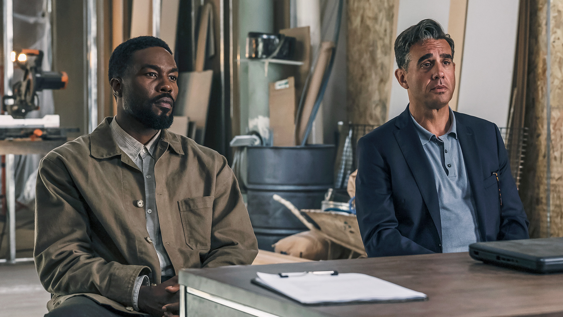 Yahya Abdul-Mateen II as John Creasy and Bobby Canavale as Paul Rayburn in Man on Fire.