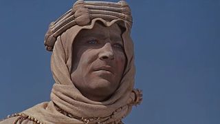 Peter O'Toole wearing a desert headdress in Lawrence of Arabia
