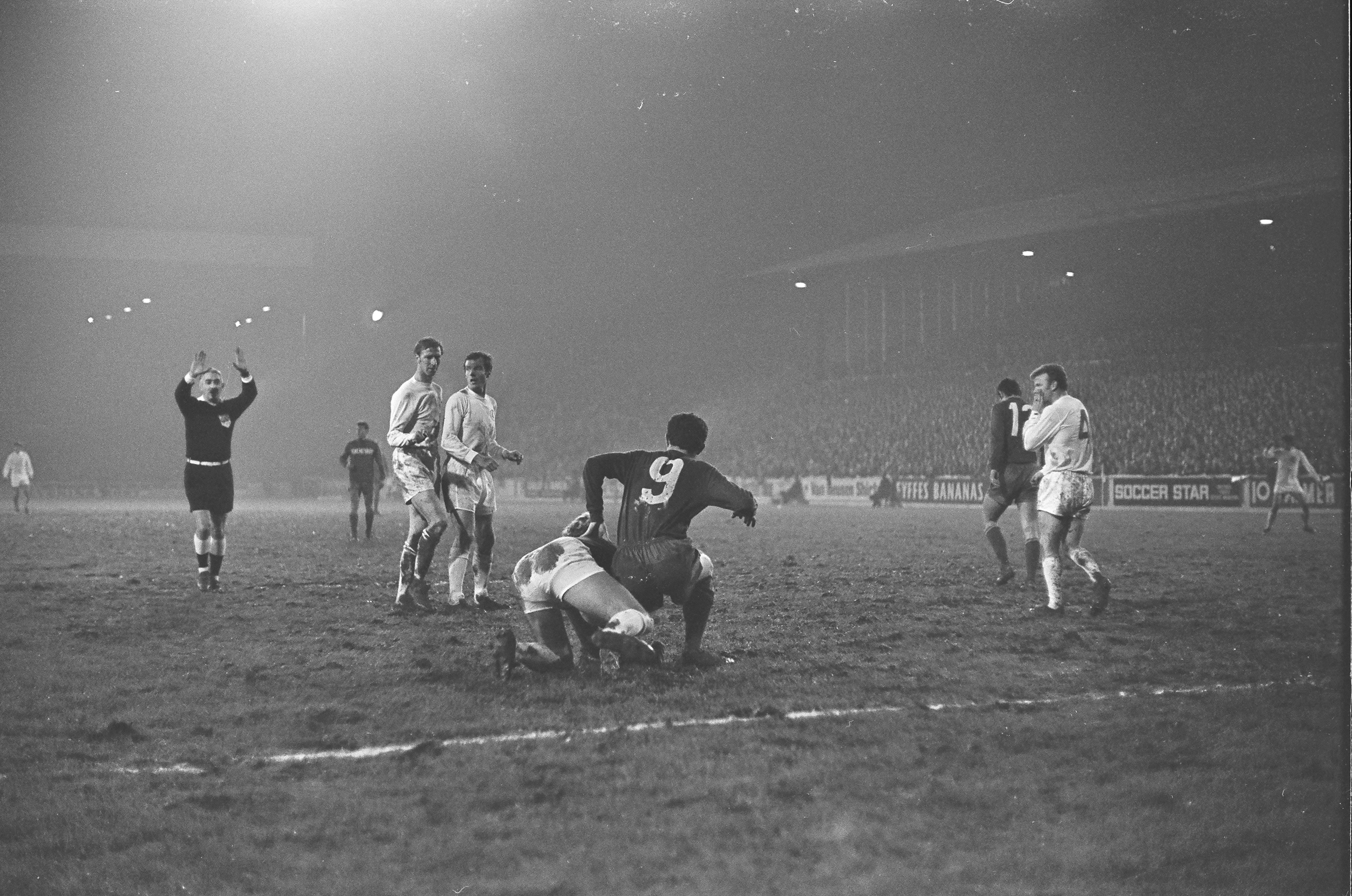 Action from Leeds United v Ferencvaros in the second round of the 1969/70 European Cup