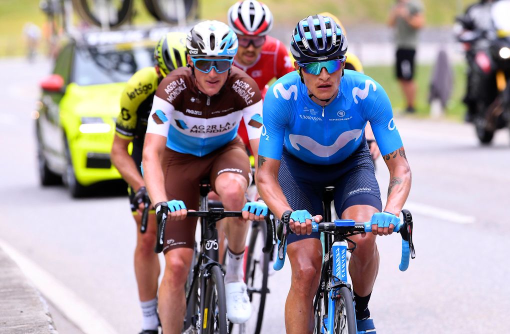 Winner Anacona (Movistar Team) leads the early breakaway during stage 7 at Tour de Suisse