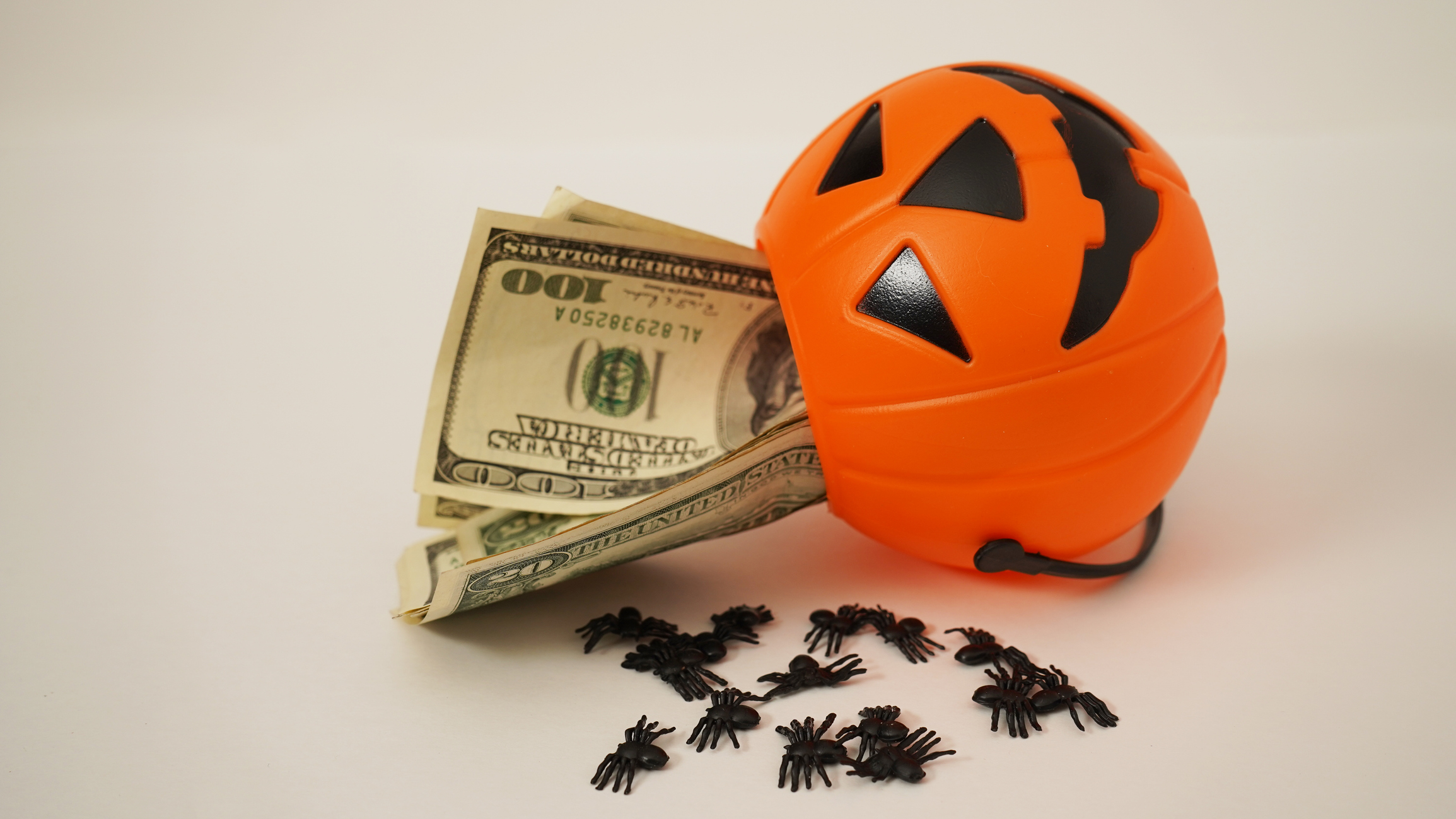 Halloween basket with cash in it