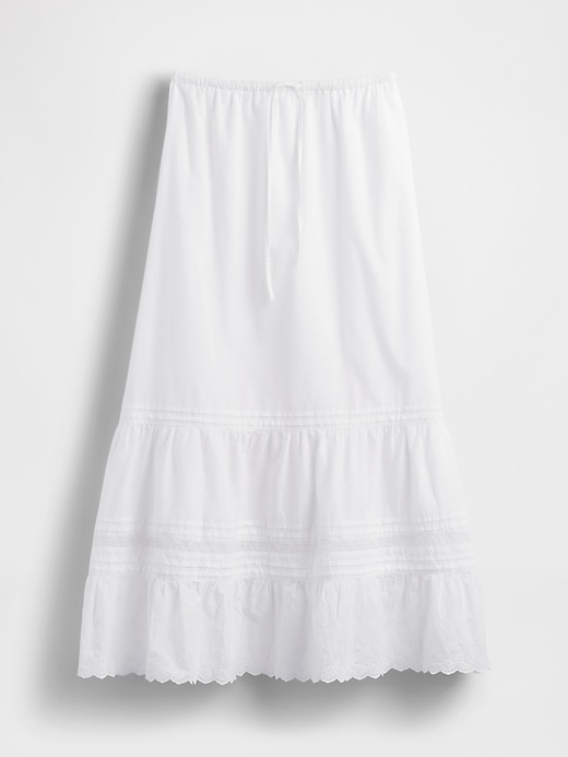 High Rise Tiered Lace-Trim Maxi Skirt