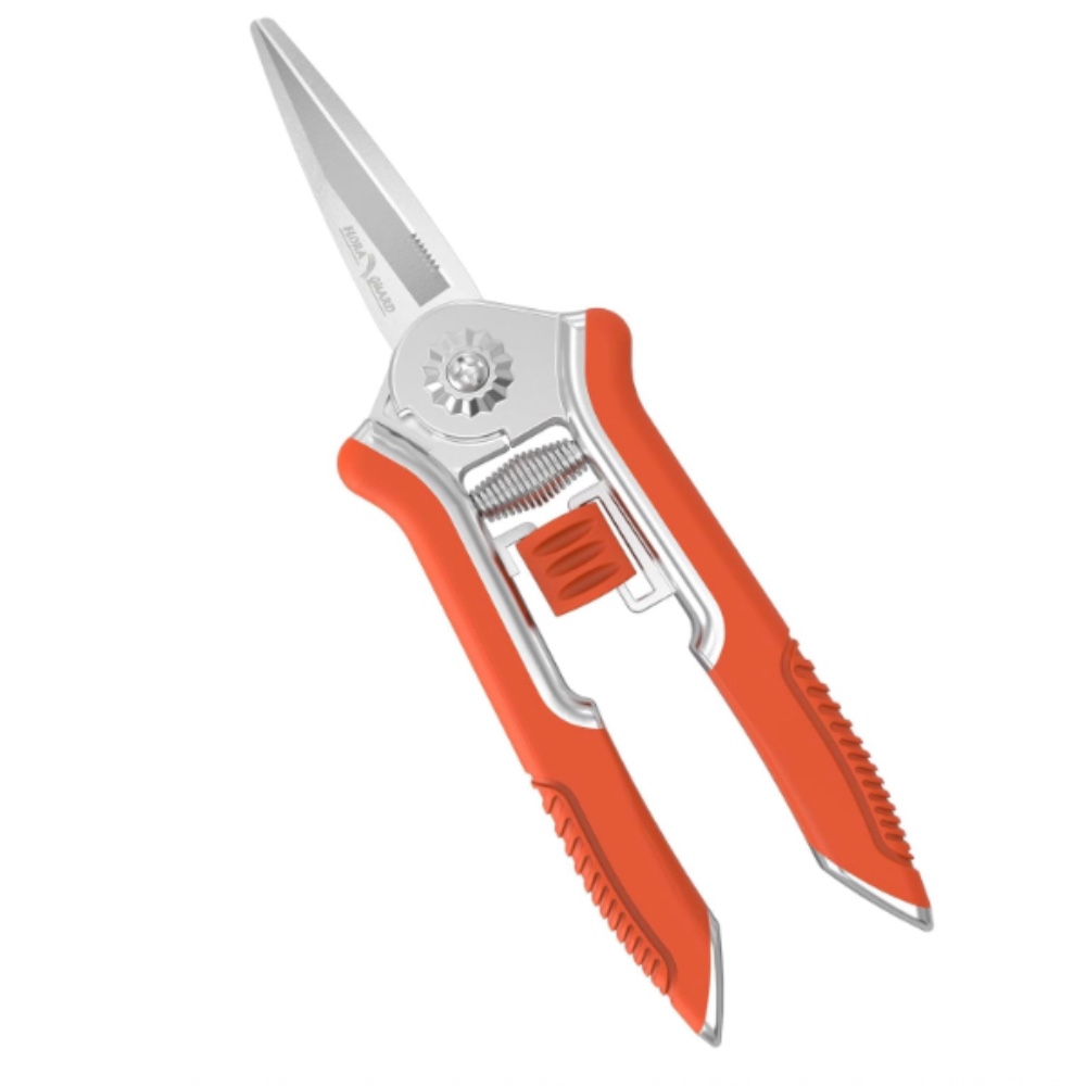 Flora Guard Micro-Tip Pruning Snips, 6.5cm, Soft Touch Handle, Orange