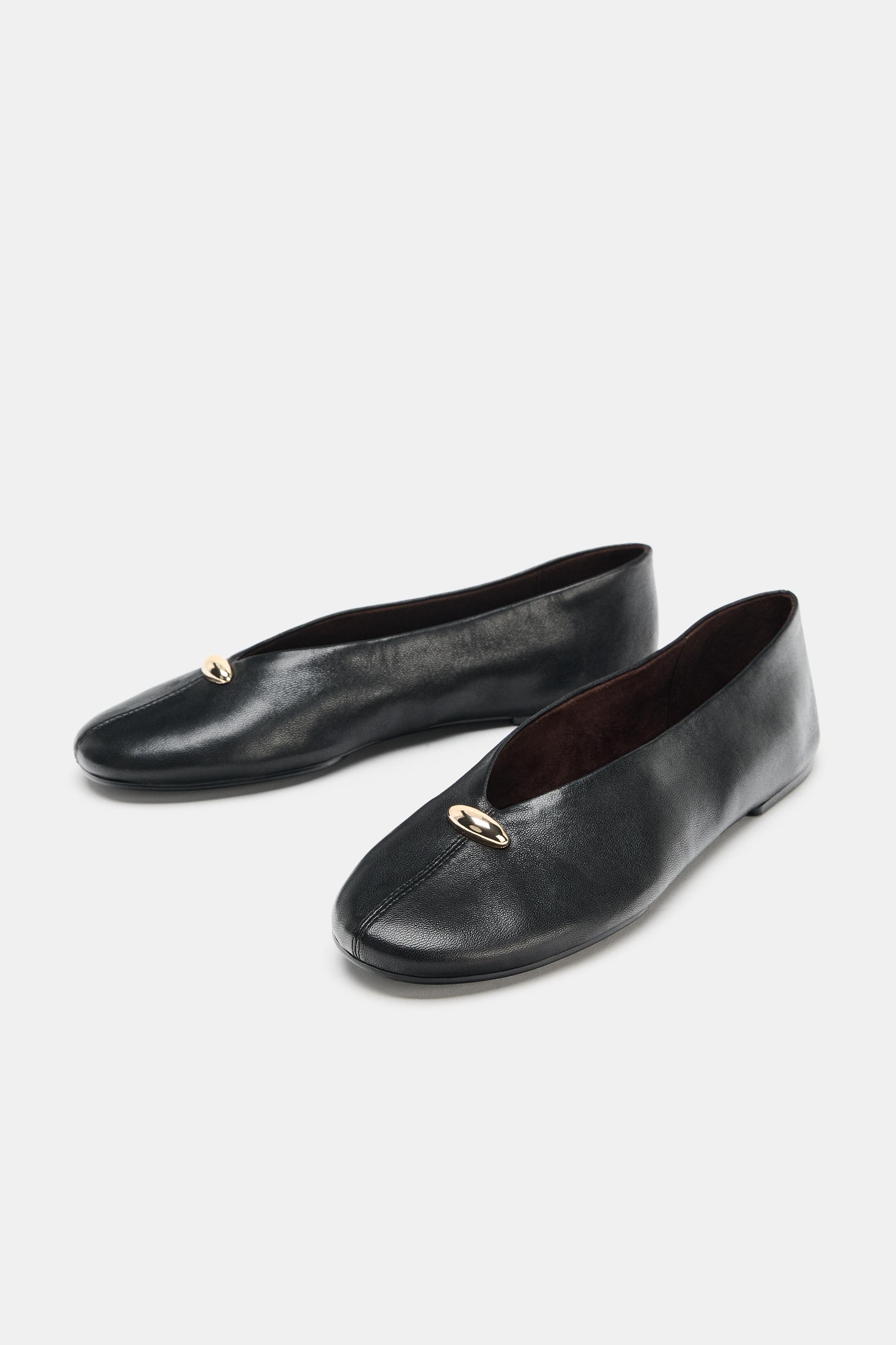 Leather Ballet Flats With AppliquÉ