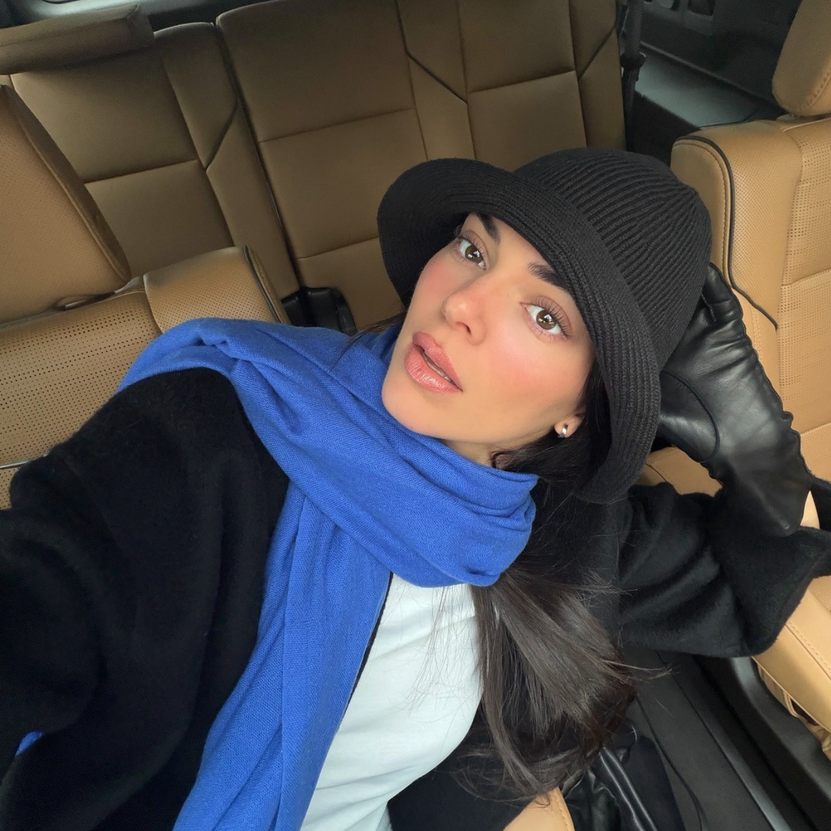 Fashion person Kendall Jenner wears hat trends spring 2026.