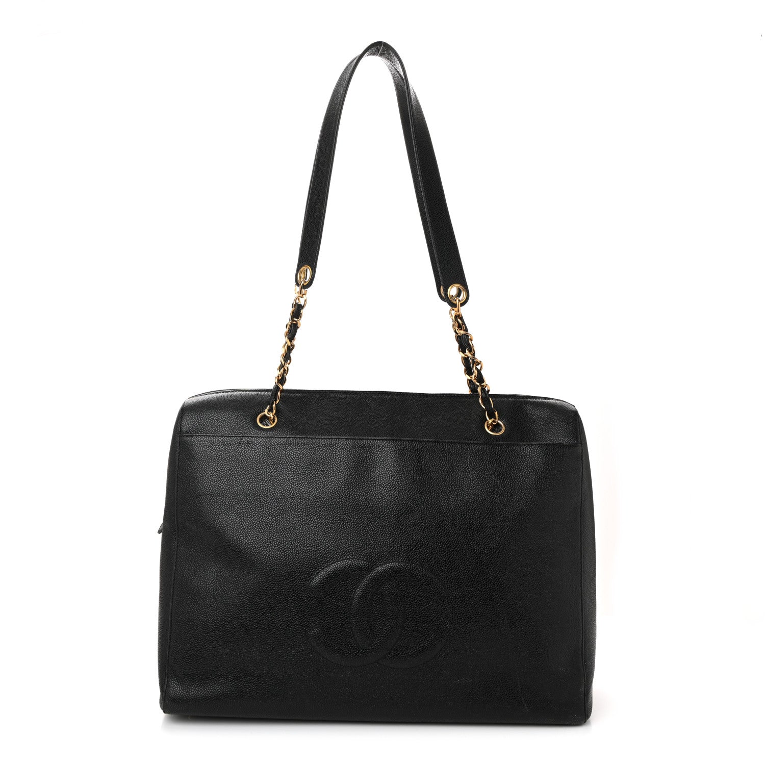 Caviar Large Cc Shoulder Bag Black