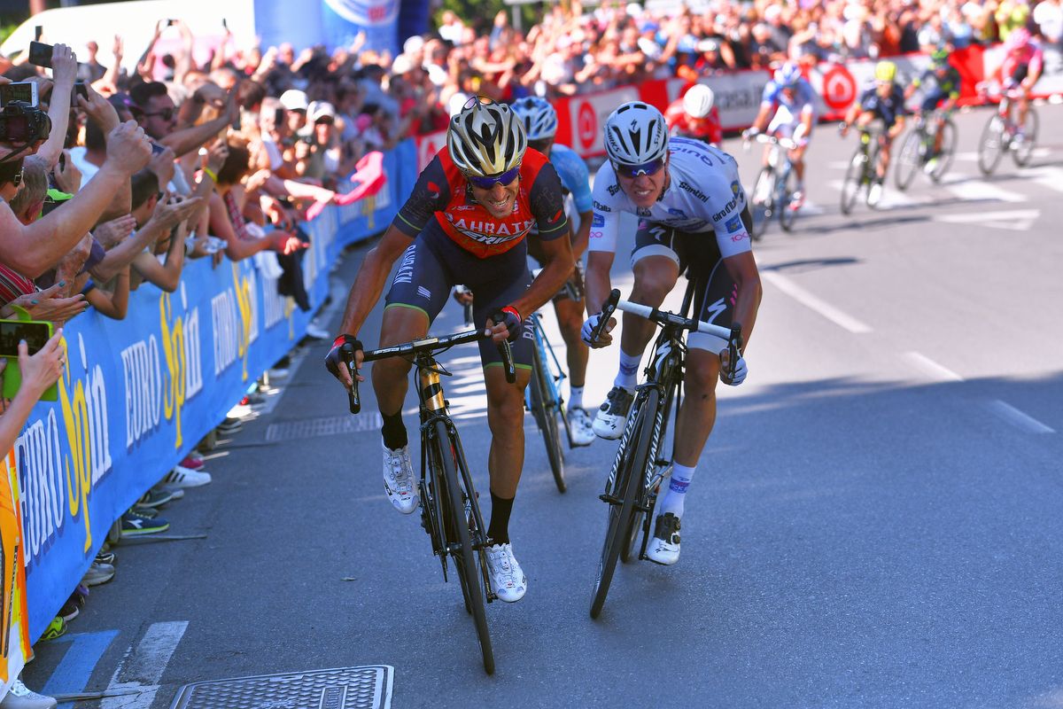 Vincenzo Nibali and Bob Jungels in the stage 15 finale