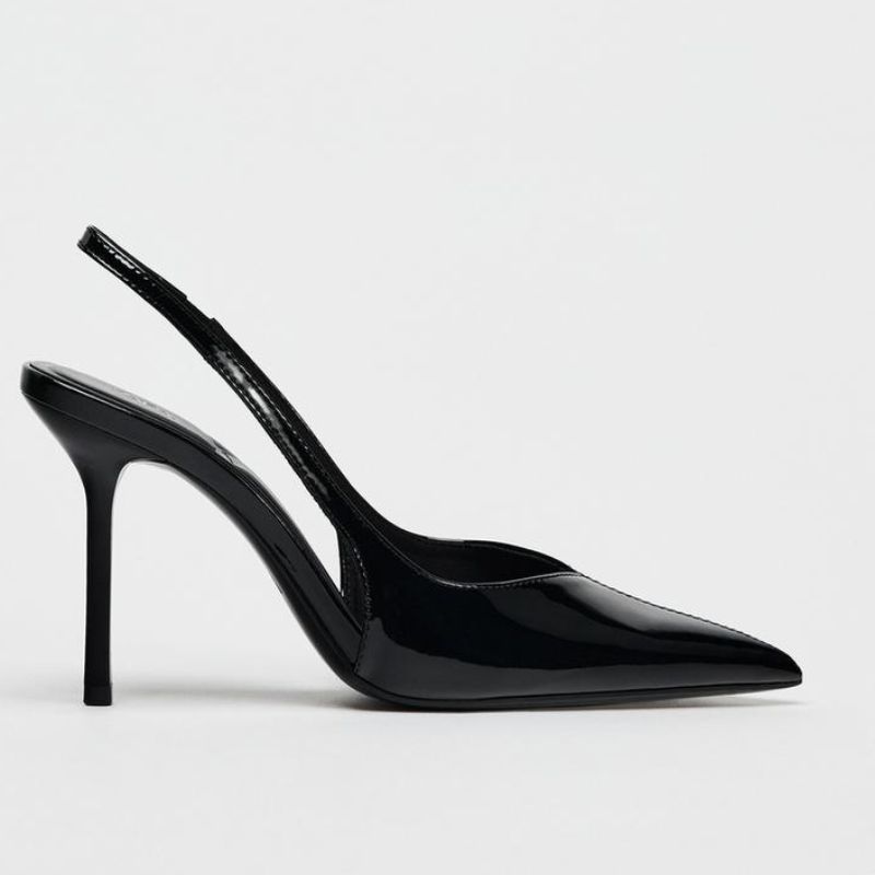 black pointed sling backs