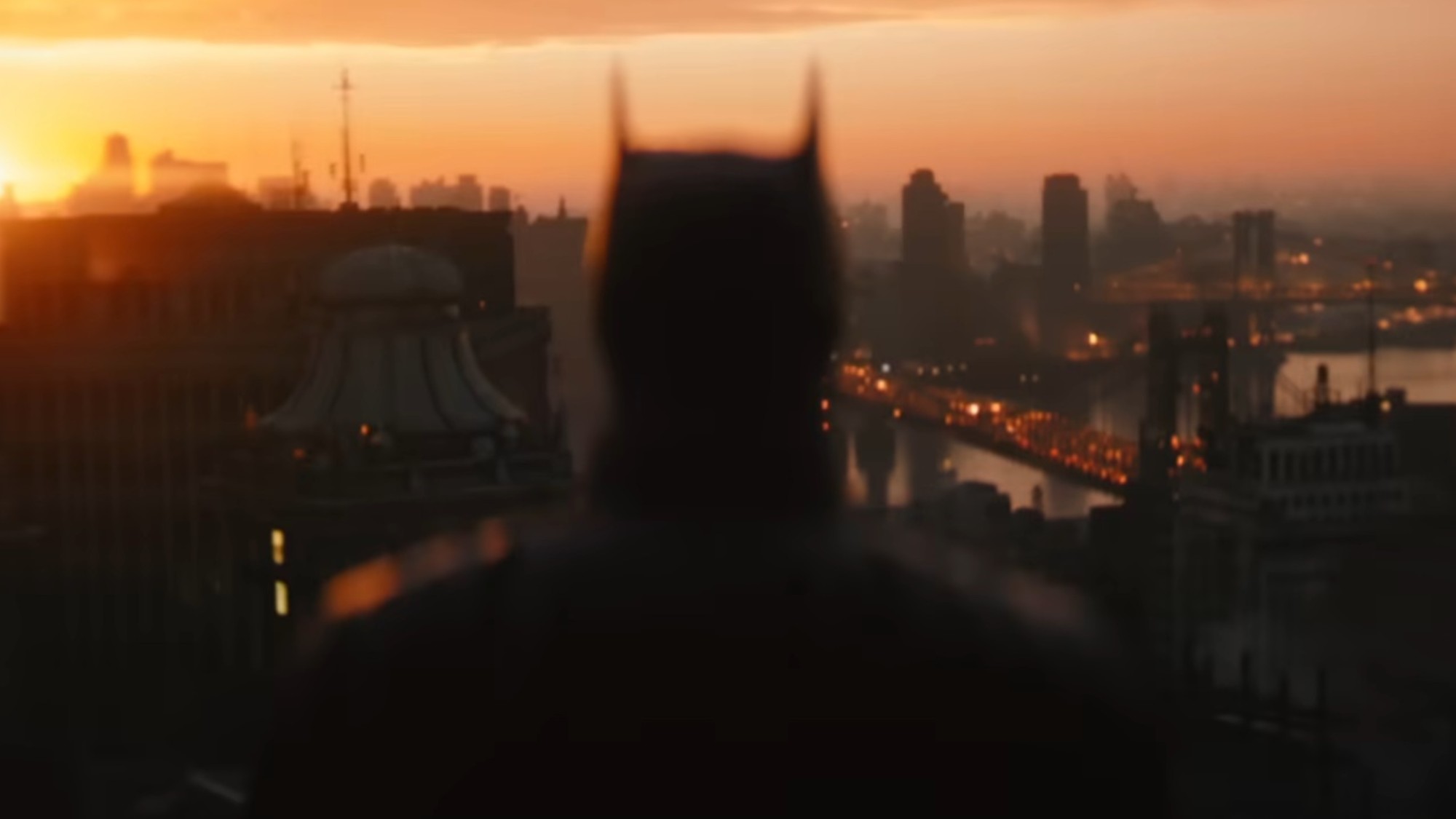 Batman looking over Gotham City in The Batman