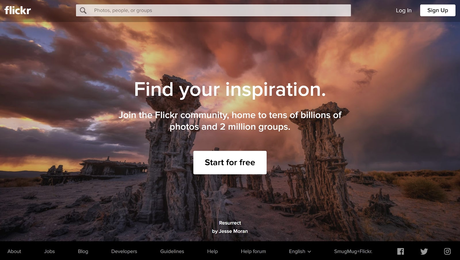 Flickr's homepage