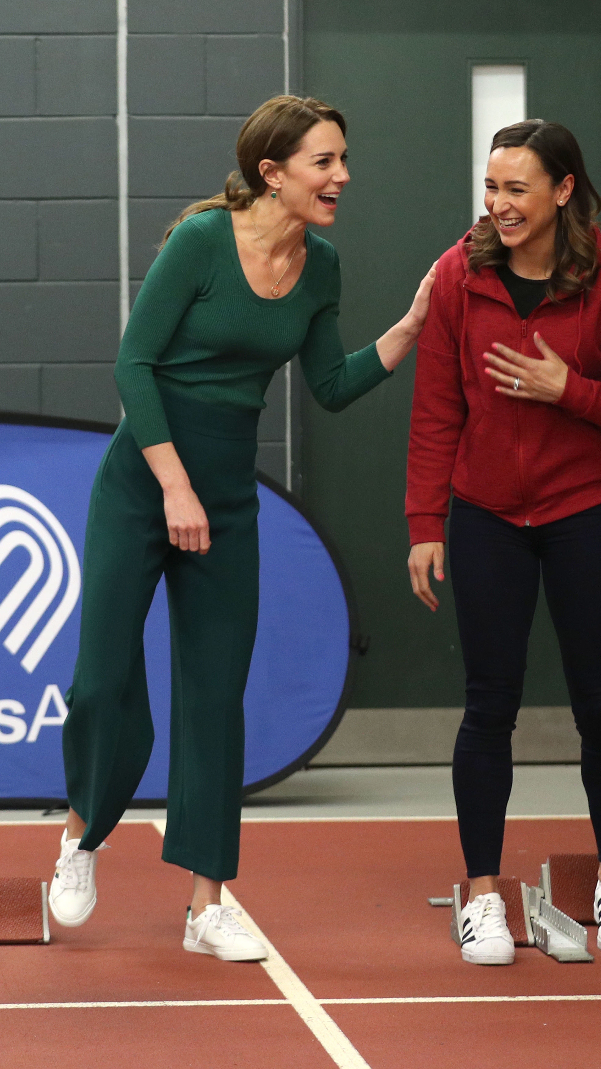 Catherine, Princess of Wales (L) with heptathlete Jessica Ennis-Hill (R) during a SportsAid Stars event