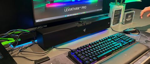 A Razer Leviathan V2 Pro on a desk