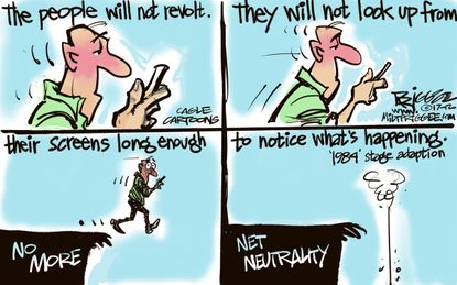 Political cartoon U.S. net neutrality 1984